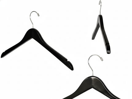 17" Black Wooden Coat Hanger (TMK-HA-600BK2)