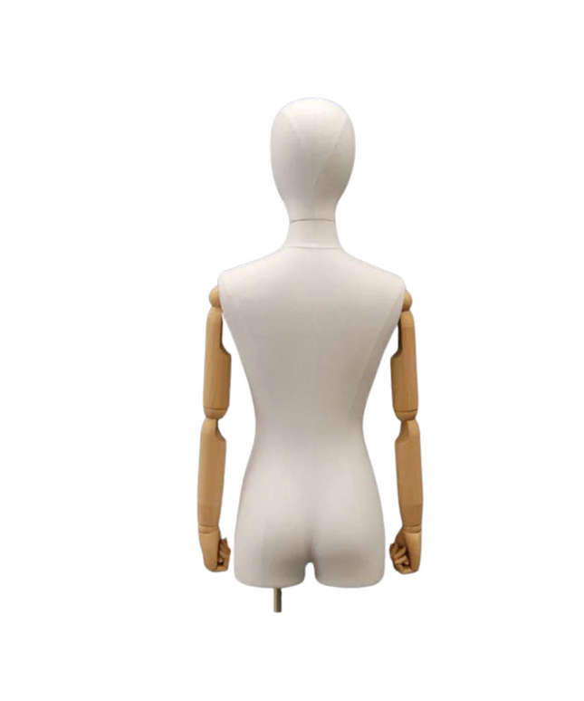 Female Pure White Linen Dress Form with Arms (TMK-JF-F1WLARM+BS-05)