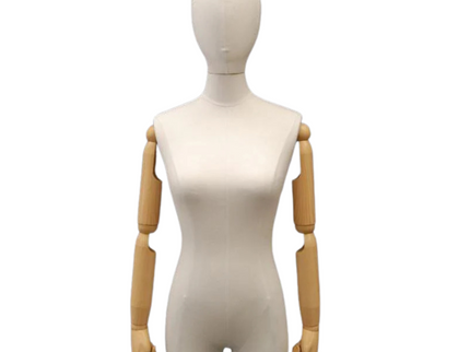 Female Pure White Linen Dress Form with Arms (TMK-JF-F1WLARM+BS-05)