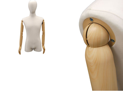 Male Pure White Linen Dress Form with Arms (TMK-M1WLARM)