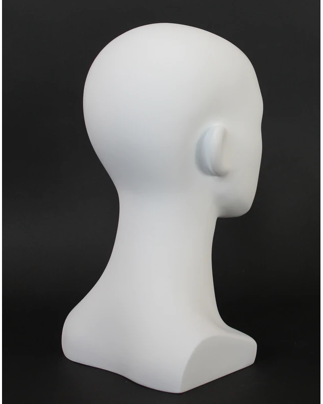 Compact featured-face female head mannequin in matte white, MH53-WT