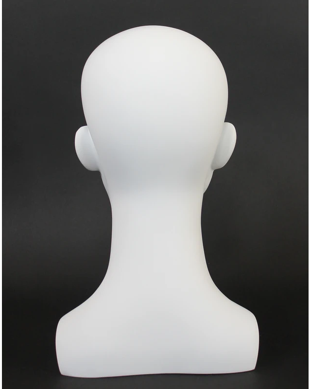 Compact featured-face female head mannequin in matte white, MH53-WT