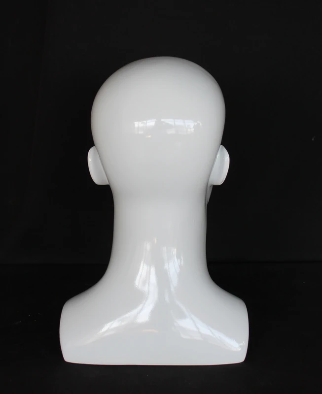 Compact featured-face male head mannequin in glossy white, MH8-GW