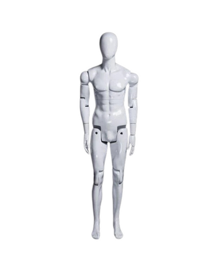 Male White Abstract Posable Mannequin with Back Support TMM-01WEG