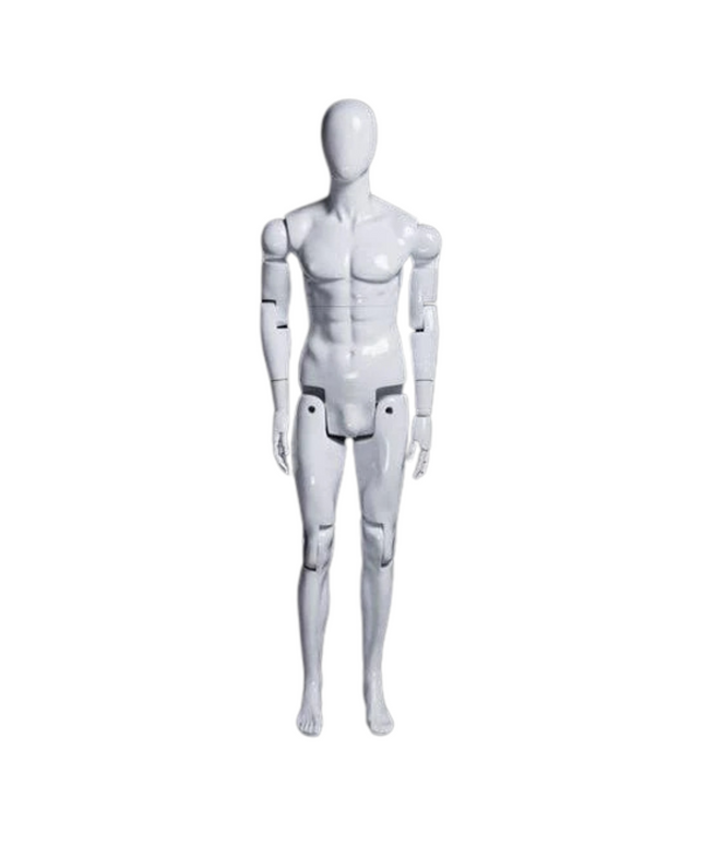 Male White Abstract Posable Mannequin with Back Support (TMK- MZ-HM01WEG)
