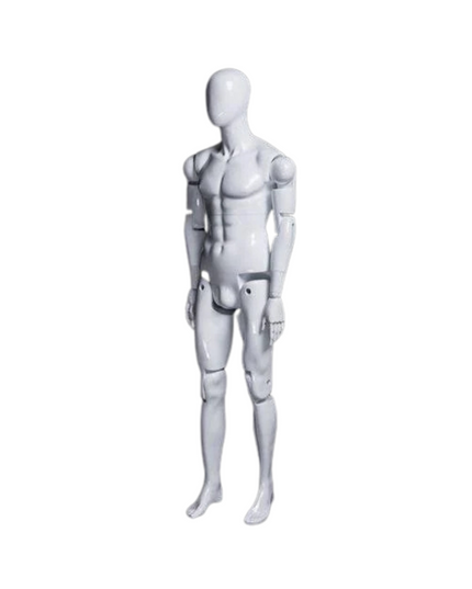 Male White Abstract Posable Mannequin with Back Support TMM-01WEG