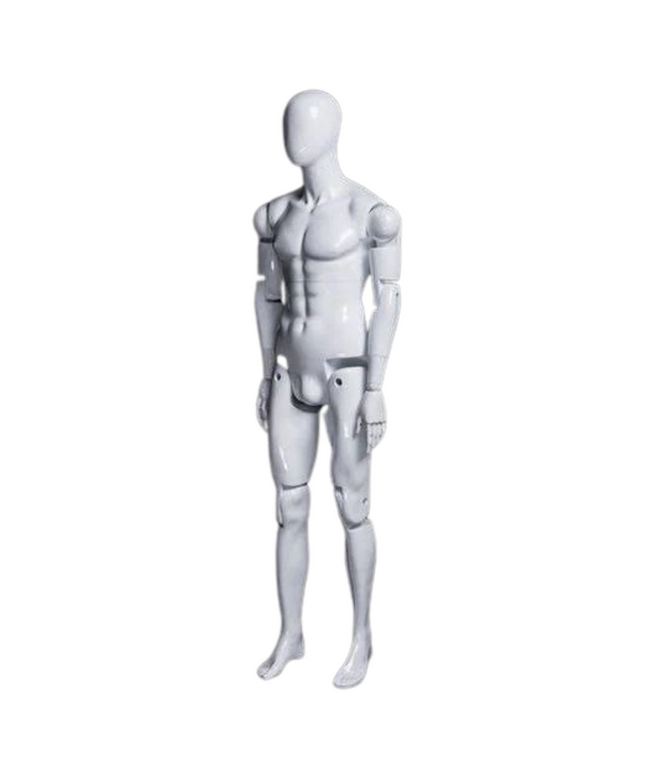 Male White Abstract Posable Mannequin with Back Support (TMK- MZ-HM01WEG)