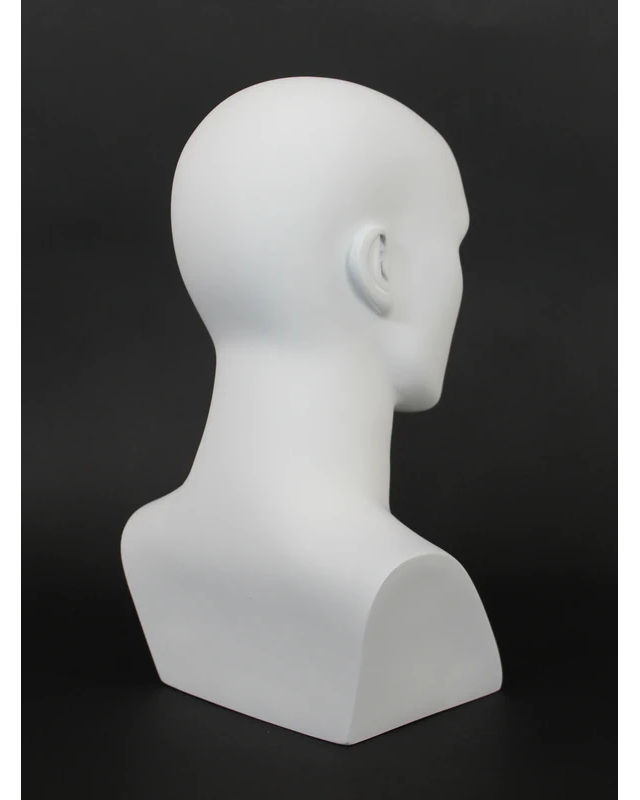 Detailed featured-face female head mannequin in matte white, MH27-WT