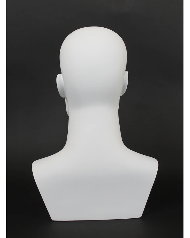 Detailed featured-face female head mannequin in matte white, MH27-WT