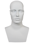 Detailed featured-face female head mannequin in matte white, MH27-WT