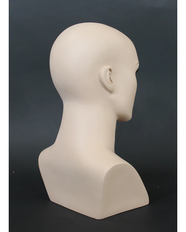 Realistic female head mannequin with face makeup in flesh tone, MH27-FT