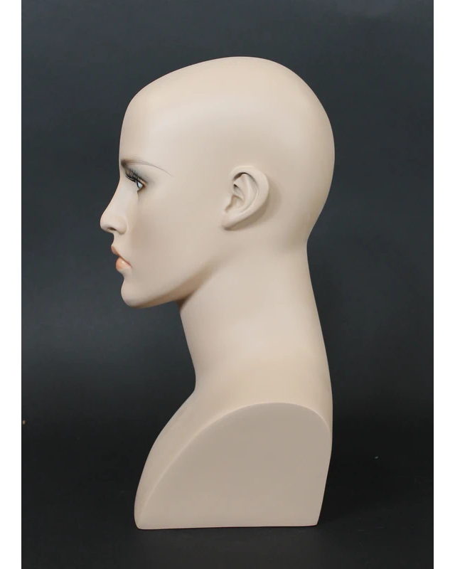Realistic female head mannequin with face makeup in flesh tone, MH27-FT