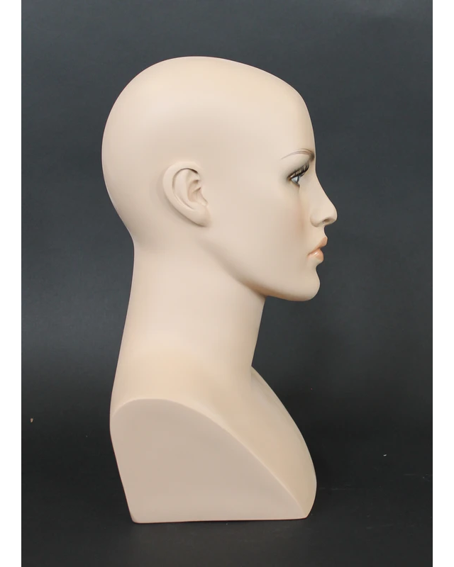 Realistic female head mannequin with face makeup in flesh tone, MH27-FT