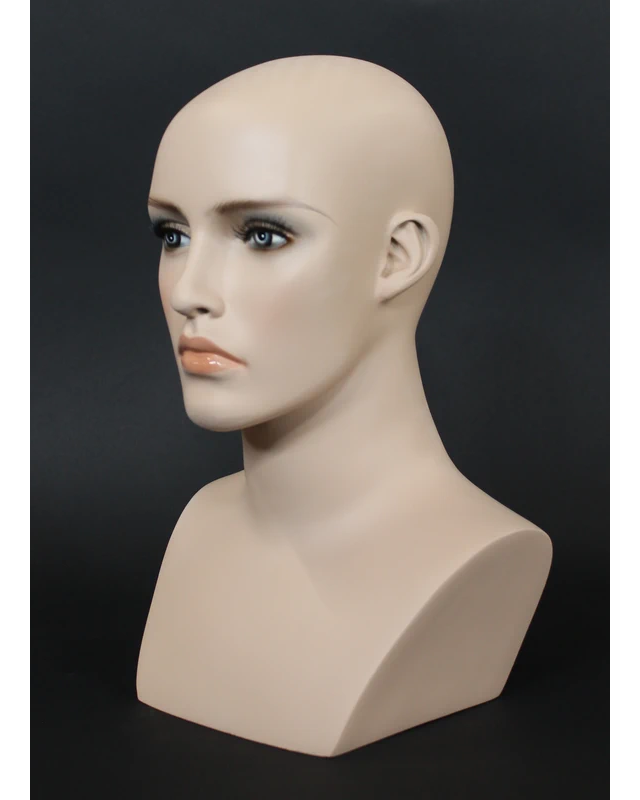 Realistic female head mannequin with face makeup in flesh tone, MH27-FT