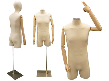 Male Display Dress Form with Arms and Head (TMK-JF-M2LARM)