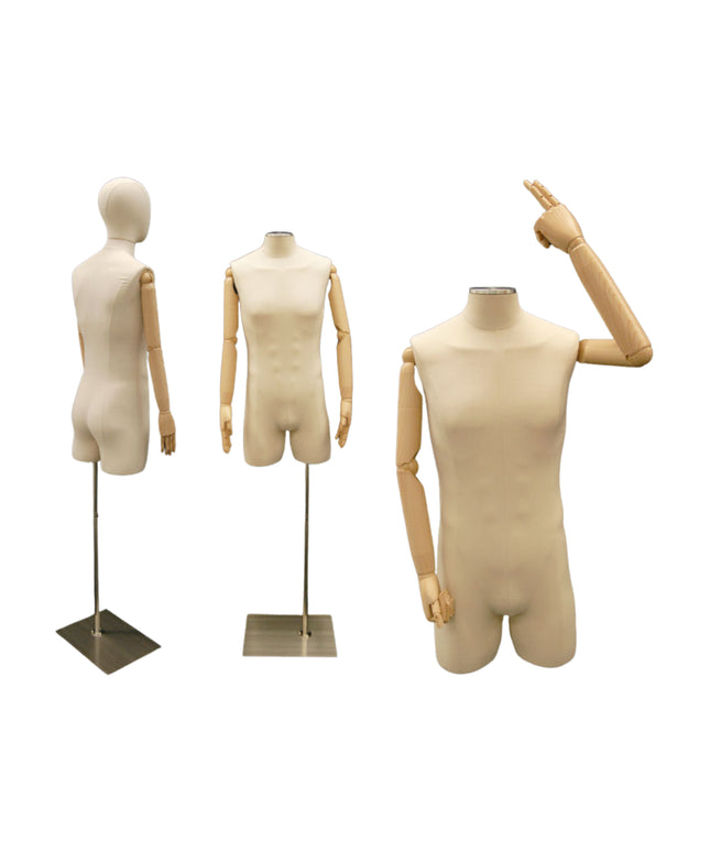 Male Display Dress Form with Arms and Head (TMK-JF-M2LARM)