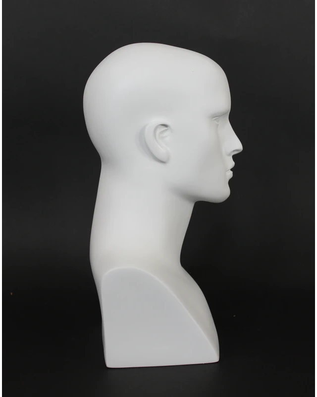 Featured-face male head mannequin in matte white, MH7-WT
