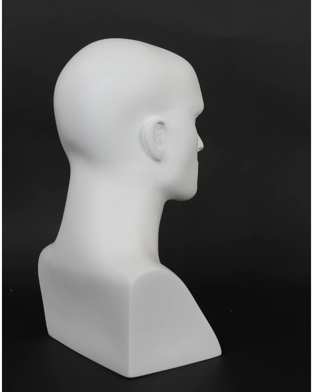 Featured-face male head mannequin in matte white, MH7-WT