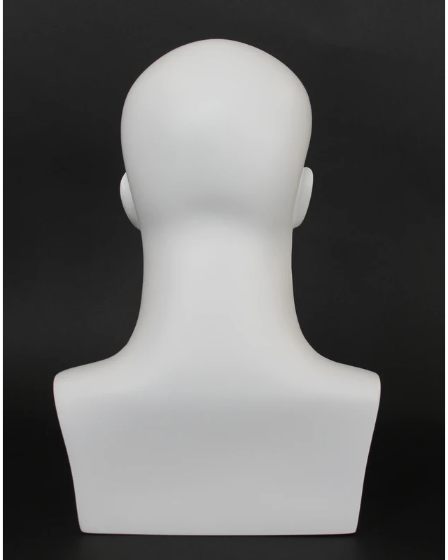Featured-face male head mannequin in matte white, MH7-WT
