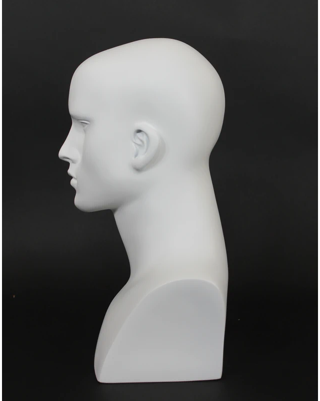 Featured-face male head mannequin in matte white, MH7-WT