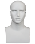 Featured-face male head mannequin in matte white, MH7-WT