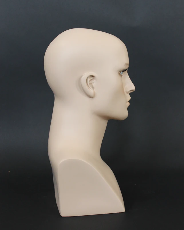 Realistic male head mannequin with face makeup in flesh tone, MH7-FT