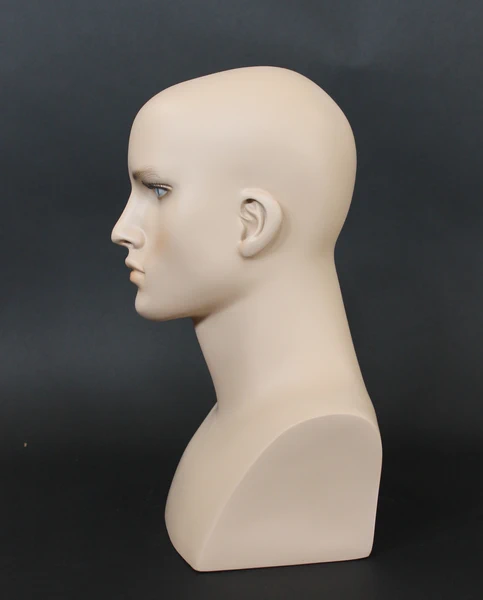 Realistic male head mannequin with face makeup in flesh tone, MH7-FT