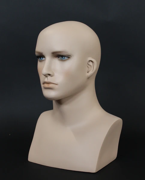 Realistic male head mannequin with face makeup in flesh tone, MH7-FT