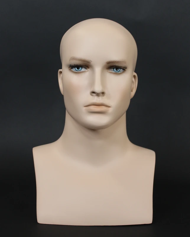 Realistic male head mannequin with face makeup in flesh tone, MH7-FT