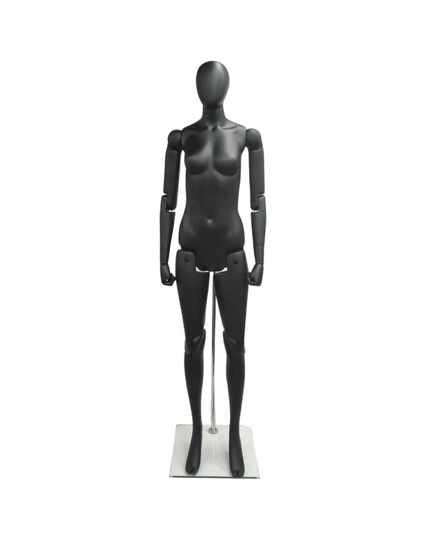 Black Abstract Movable Mannequin - Female (TMK-MZFM01-BKEG)