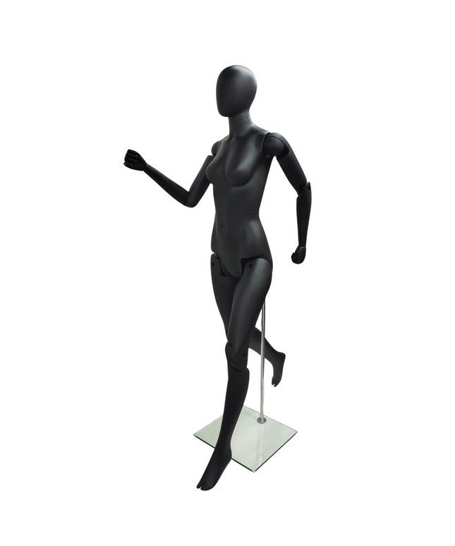 Black Abstract Movable Mannequin - Female (TMK-MZFM01-BKEG)