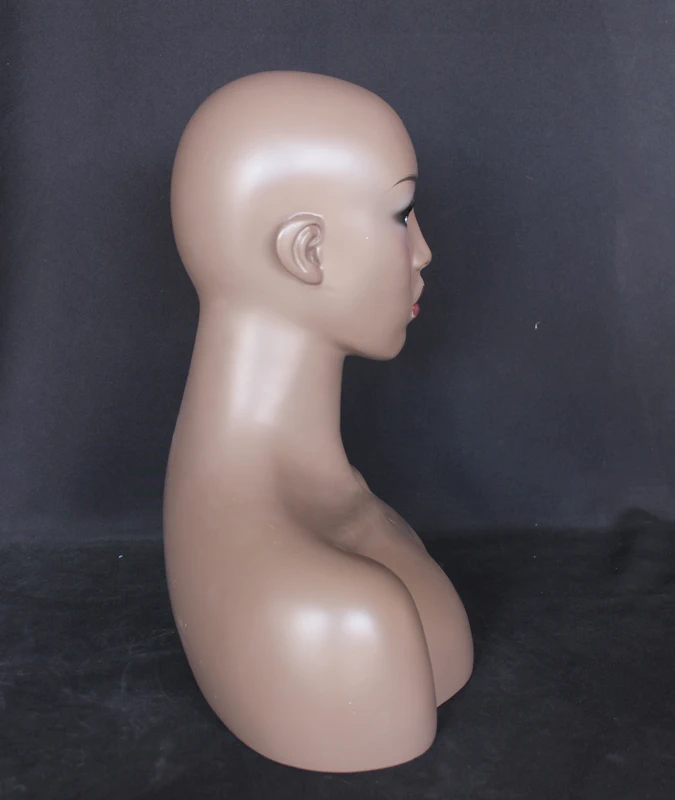 Realistic African American female head mannequin with face makeup, MH5-BK