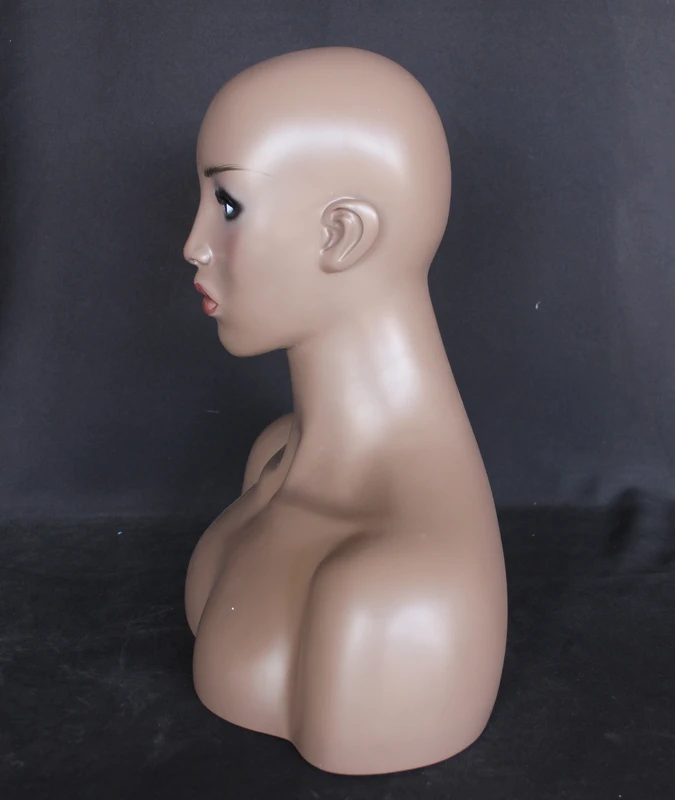 Realistic African American female head mannequin with face makeup, MH5-BK