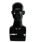 Tall featured-face male head mannequin in glossy black, MH9-HB