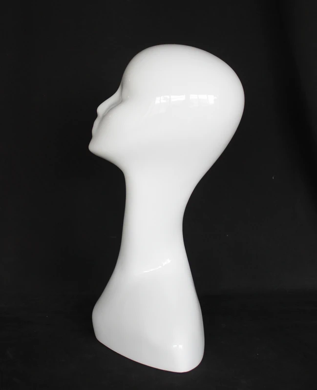 Abstract female head mannequin in glossy white, MH51E-GW