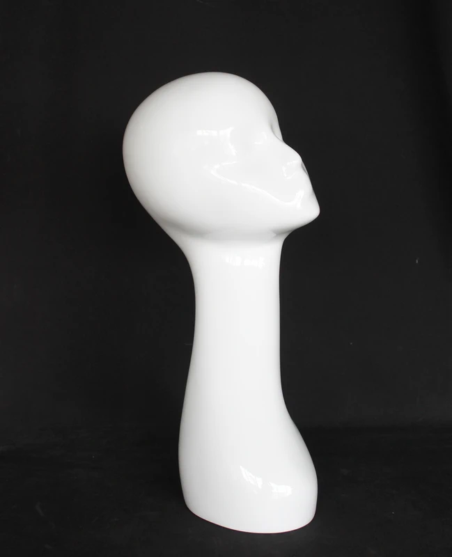 Abstract female head mannequin in glossy white, MH51E-GW