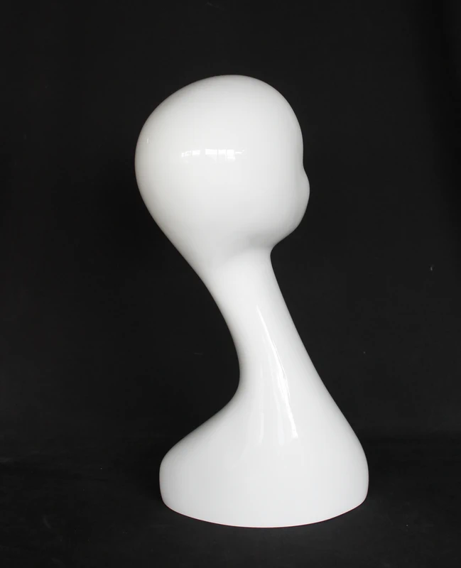 Abstract female head mannequin in glossy white, MH51E-GW