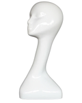 Abstract female head mannequin in glossy white, MH51E-GW