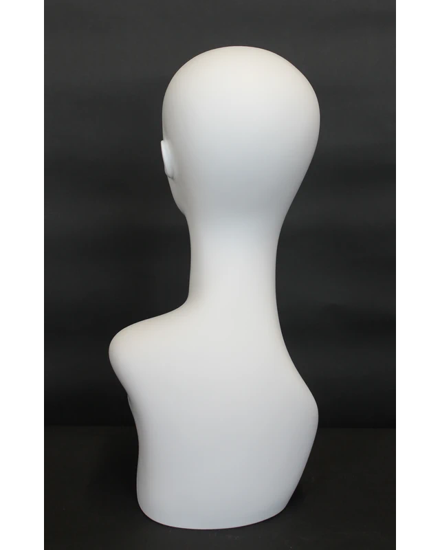 Featured-face female head mannequin in matte white, MH1-WT