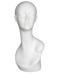 Featured-face female head mannequin in matte white, MH1-WT