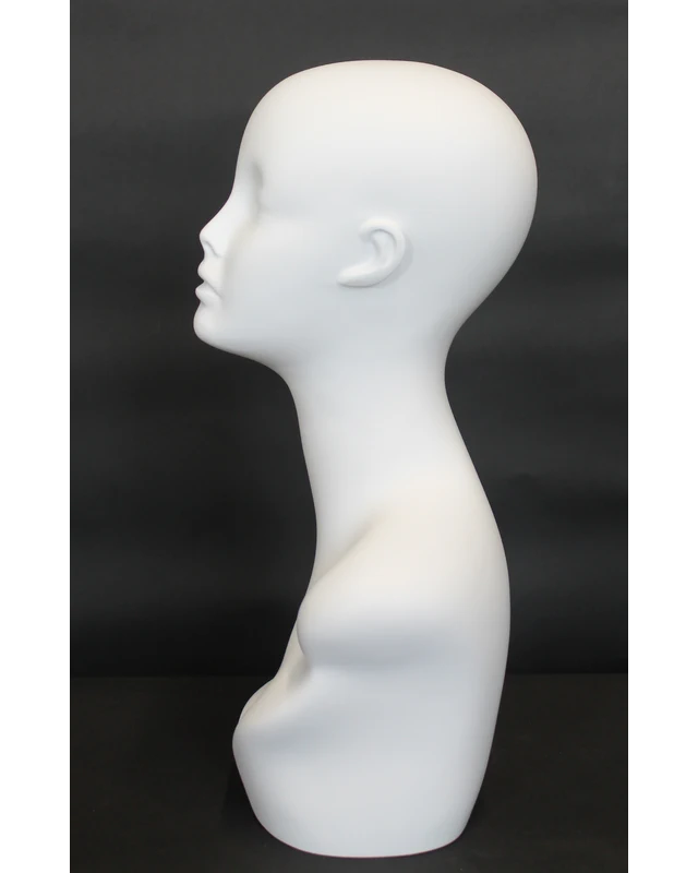 Featured-face female head mannequin in matte white, MH1-WT