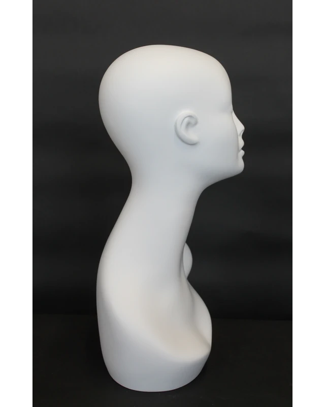 Featured-face female head mannequin in matte white, MH1-WT