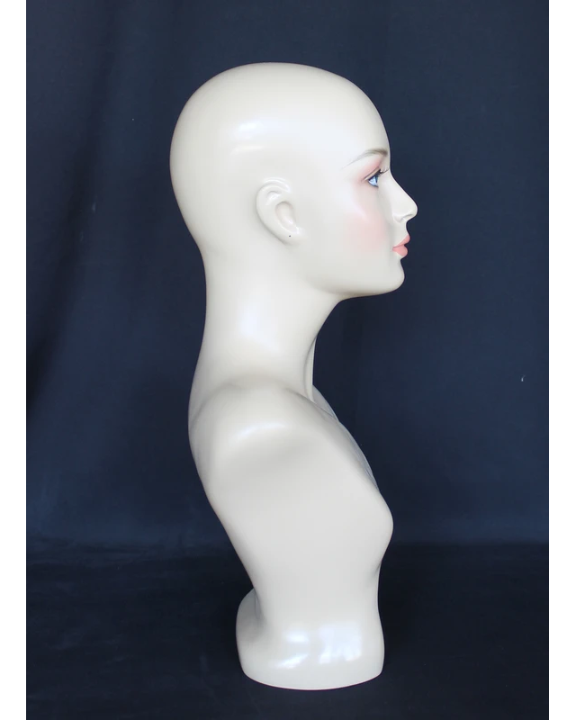 Tall realistic female head mannequin with face makeup in flesh tone, MH2-FT