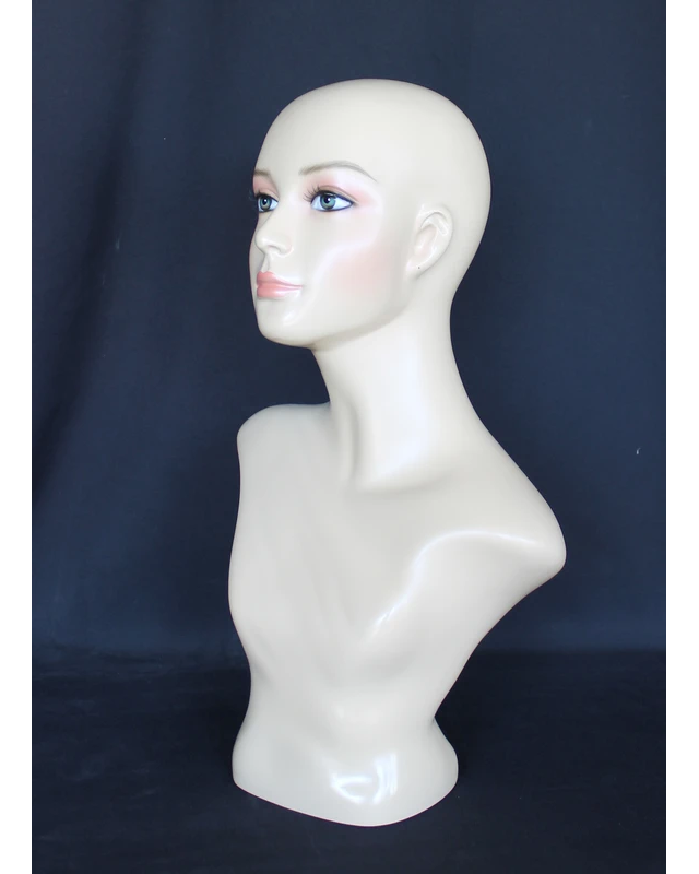 Tall realistic female head mannequin with face makeup in flesh tone, MH2-FT
