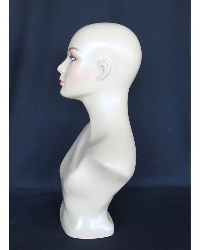 Tall realistic female head mannequin with face makeup in flesh tone, MH2-FT
