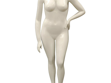 Female Headless Plus Size Mannequin – Glossy White, Durable Display (TMK-NANCYBW3S)