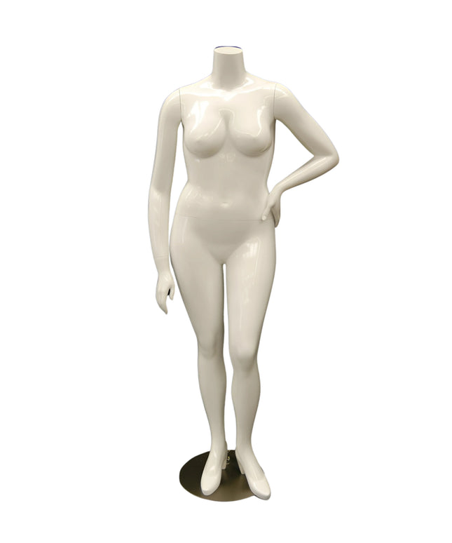 Female Headless Plus Size Mannequin – Glossy White, Durable Display (TMK-NANCYBW3S)