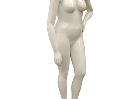 Female Headless Plus Size Mannequin – Glossy White, Durable Display (TMK-NANCYBW3S)