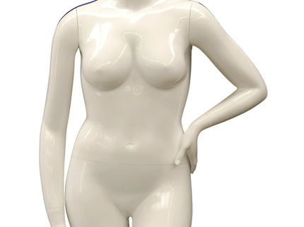 Female Headless Plus Size Mannequin – Glossy White, Durable Display (TMK-NANCYBW3S)