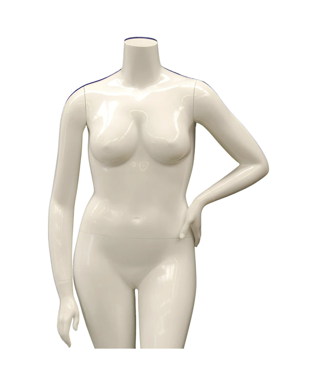 Female Headless Plus Size Mannequin – Glossy White, Durable Display (TMK-NANCYBW3S)